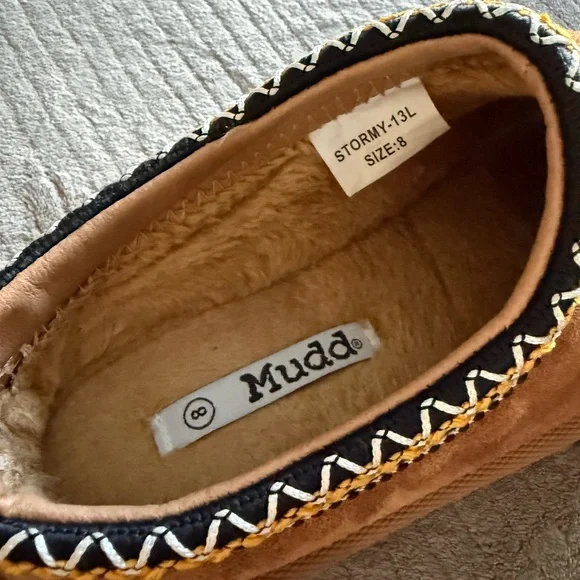 Mudd Brown Platform Mules with Black and Yellow Accents - Picture 5 of 6